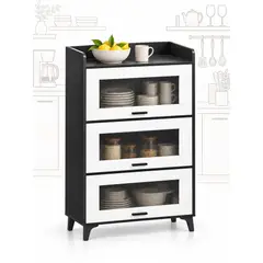 GENERICO - Aparador Buffet Mueble De Cocina Bar Con Puertas Repisas Madera MDF 80x34x129 cm