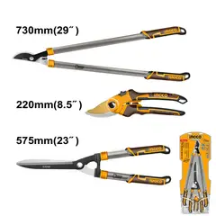 INGCO - Set Tijera 8,5" / Cortaseto 22" / Tijeron 29" 3 Piezas