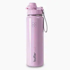 BUFFER FLASK - Termo Botella Agua Termica Acero Inox + Tapas - Negro - Rosa claro