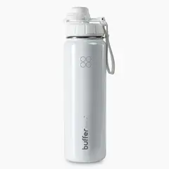 BUFFER FLASK - Termo Botella Agua Termica Acero Inox + Tapas - Negro - Blanco