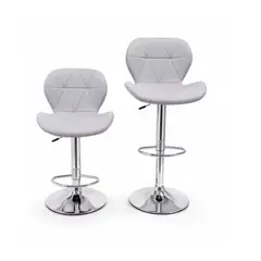 ALTERNATIVE - Pack 2 Pisos de Bar Regulables GRIS Tipo Silueta | Sillas Altas con Respaldo Acolchado, Base Croma