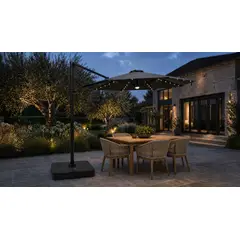 ALERIA - Quitasol Reforzado Tramontana Con Base y Luces Grafito 300cm con Manivela