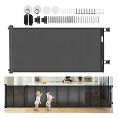 EVERSO - Reja Seguridad Escalera Puerta Retráctil Para Bebe Mascotas Negro