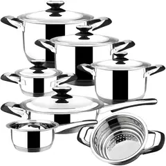 MAGEFESA - Batería de Cocina Natura 12 Piezas Acero Inoxidable