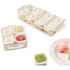YEEHOO - Contenedor freezer de silicona para comida de bebé con 4 compartimentos