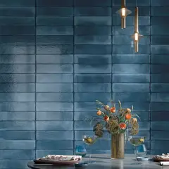 GENERICO - Porcelanato Esmaltado Uptown Azul Brillante 7.5x30 Valsecchia