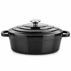 MAGEFESA - Olla Oval con Tapa Ferro Negra 28 cm Hierro Fundido