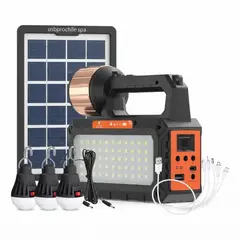 GENERICO - Kit Emergencia Solar Con Ampolletas Mp3 Radio Fm EP-0118 Iluminación, Radio Bluetooth y Power Bank