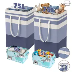 LEFORGE - Set 4 Cestos Canastos Ropa Sucia Organización Plegable 160L Color Azul