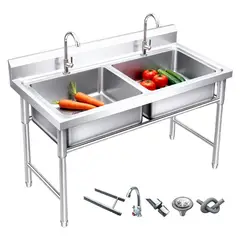 WUWAWDOGA - Lavaplato Empotrado Acero Inoxidable Para Cocina 120x80cm Plateado