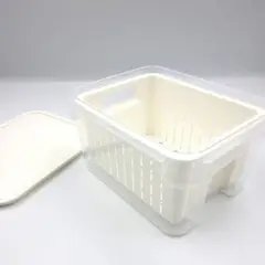GENERICO - Contenedor Organizador De Refrigerador Con Cesta De Drenaje Beige