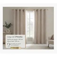 GENERICO - Cortina Blackout 100% 2 Paños Textura lino beige