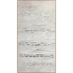 TRIBUS HOME - Cuadro Decorativo Abstracto Pintado a Mano Arena Cálida 80x150 cm con marco color madera