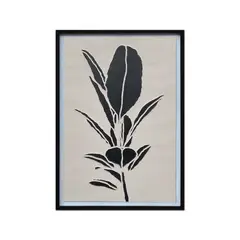 TRIBUS HOME - Cuadro Decorativo Abstracto Pintado a Mano Sombra Botánica I 52x72 cm con marco color madera