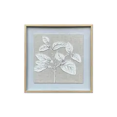 TRIBUS HOME - Cuadro Decorativo Abstracto Pintado a Mano Rama Serena I 52x52 cm con marco color madera