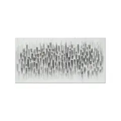 TRIBUS HOME - Cuadro Decorativo Abstracto Pintado a Mano Ciudad Difusa 70x140 cm con marco color madera