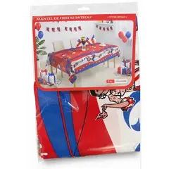 IRM - Mantel de Mesa Fiestas Patrias Chile 100x210 cm Diseno Huaso y Cueca Poliester Lavable Ramada