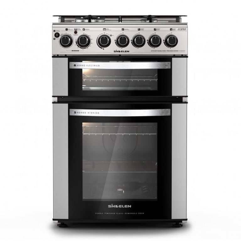 COCINA GAS HIBRIDA 4 PLATOS DOBLE HORNO CH-660DHIN