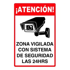 GENERICO - Señal De Cámara De Seguridad 24h Metal Para Hogar Oficina Tienda 20x30cm