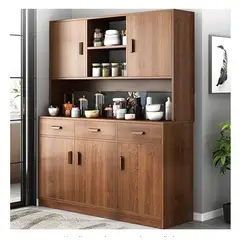 GENERICO - Mueble de Cocina Alacena 4 Puertas 3 Cajones y Repisas 120x36x170 cm Marrón