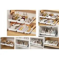 EVERSO - Organizador Deslizante para Mueble de Cocina con Riel Extraíble Blanco