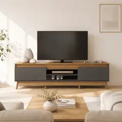 EXIT - Rack TV hasta 85 pulgadas 180x50x32 cm Roble Grafito - Texas