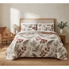 GENERICO - Cubrecama Quilt Verano 2 Plazas - Anémona Gris 09348