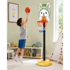 MYLHOGAR - Aro de Basquetbol Infantil Ajustable Diseño Conejito Con Balon