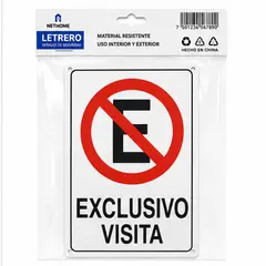 GENERICO - Señal No Estacionar Exclusivo Visita Letrero Seguridad 20x30