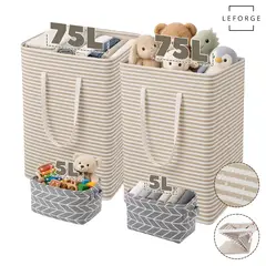LEFORGE - Set 4 Cestos Canastos Ropa Sucia Plegable Texturizados 160L Color Marrón