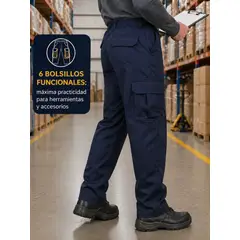 MTX - Pantalón Cargo Poplin Azul Marino Talla XXL