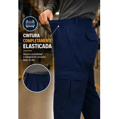 MTX - Pantalón Cargo Gabardina Azul Marino Talla XXL