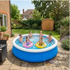 BABYLUNA - Piscina Familiar Redonda Ultra Resistente de Instalación Rápida con Aro Inflable 244cm