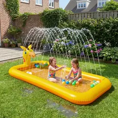 BABYLUNA - Piscina Inflable con Chorro de Agua Diseño Jirafa para Niños 200 cm