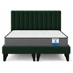 VITELIO - Cama King Modular VERDE BOTELLA Colchon Semi Ortopedic 200x180x25cm