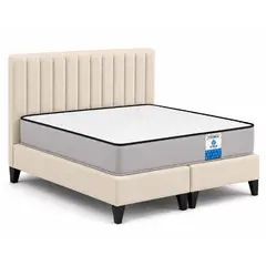 VITELIO - Cama King Modular BEIGE Colchon Semi Ortopedic 200x180x25cm