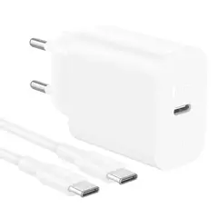 1 HORA - 1Hora GAR153 Cargador Tipo C 20W Universal Carga Rápida Blanco con Cable Tipo C