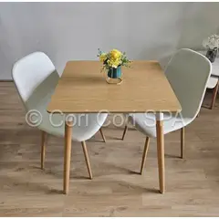CORI CORI - Comedor Melamina Cuadrada 80x80cms + 2 Sillas Scoop Lino