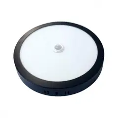 EL CONTAINER - Panel sobrepuesto negro bio con sensor de movimiento redondo 18w neutro 4000k