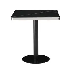 EL CONTAINER - Mesa Parisina 70x70 Negra Ribete Plateado