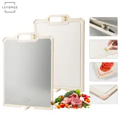 LEFORGE - Tabla De Cortar Picar Reversible Acero Inoxidable 304 Y PP 45x31,5cm Color Beige