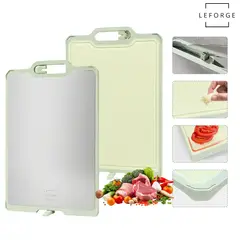 LEFORGE - Tabla De Cortar Picar Reversible Acero Inoxidable 304 Y PP 45x31,5cm Color Verde