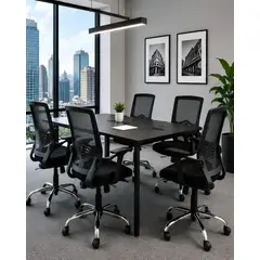 MYLHOGAR - Pack 4 Sillas de Escritorio Ergonómicas con Apoyabrazos Plegables y Soporte Lumbar