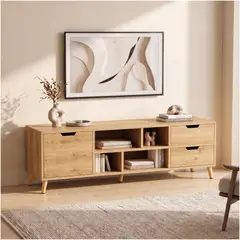 HOMER DESIGN - Rack TV Matteo 120 Cm Con 1 Puerta 2 Cajones Y Estantes