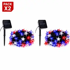 DOPA - Packx2 Guirnalda Solar Led 10 Metros 100 Estrellas Tricolor
