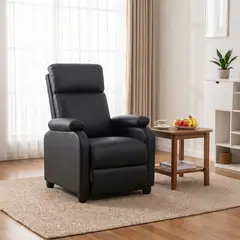 ELEMENT DESIGN - Berger Reclinable Sillón 1 Cuerpo PU 68x75x97cm Negro Piel Antiarañazos