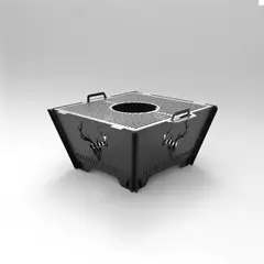 GENERICO - Brasero Parrilla Cuadrado Desarmable ZIEC Acero 2 mm Negro