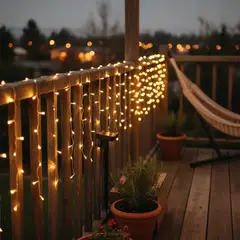 GENERICO - Luces Solares Cascada 120 LED 6M Luz Cálida Exterior Navidad
