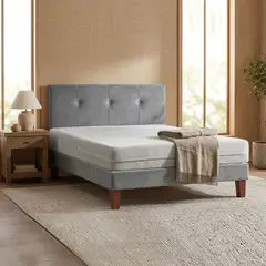 LATAM HOME - Cama Europea Zen Best 1.5 Plazas 190 cm colchon Espuma Con Funda Velvet Gris + Respaldo