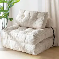 VIDA BUENAS - Sofá Cama Plegable 2 en 1 de Piso Beige 85 x 85 x 40 cm